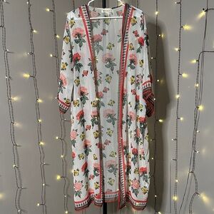H&M Floral Swim Coverup - White, Red, Green, Yellow